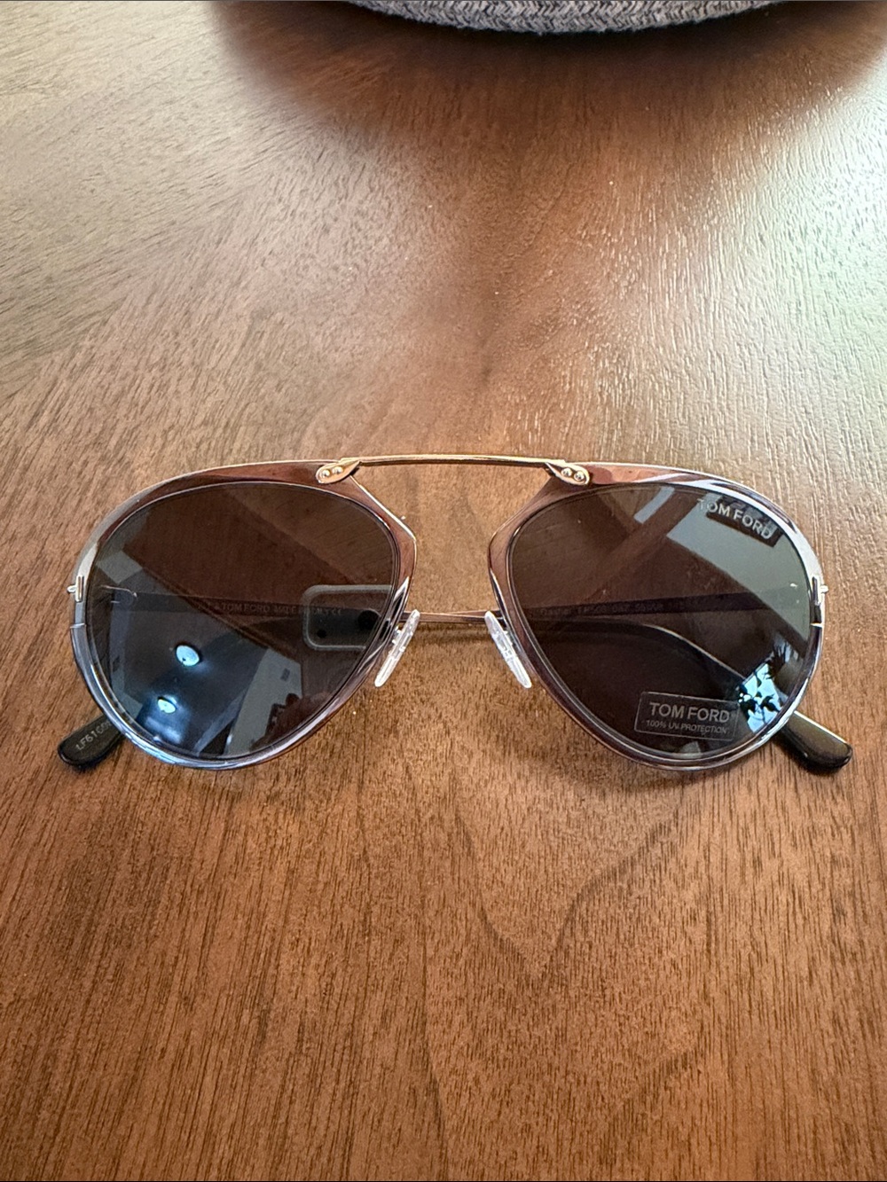 Tom Ford Men’s Aviator Sunglasses - Gun metal and grey lenses.